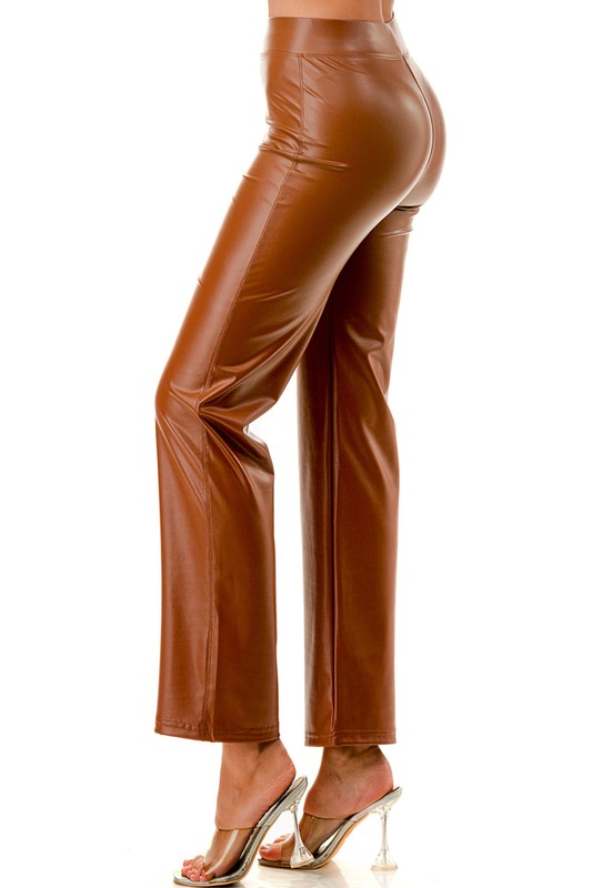 PPU11X PLUS SIZE VEGAN LEATHER STRAIGHT PANTS