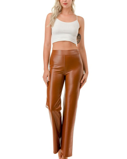 PPU11X PLUS SIZE VEGAN LEATHER STRAIGHT PANTS