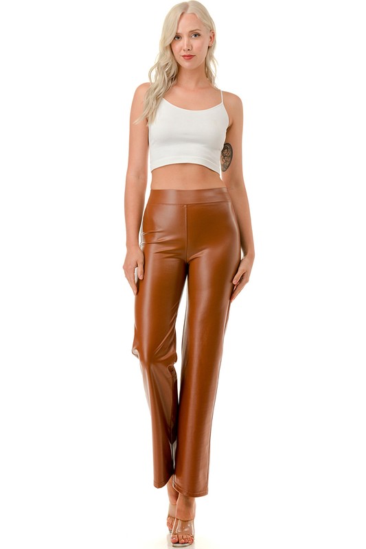 PPU11X PLUS SIZE VEGAN LEATHER STRAIGHT PANTS