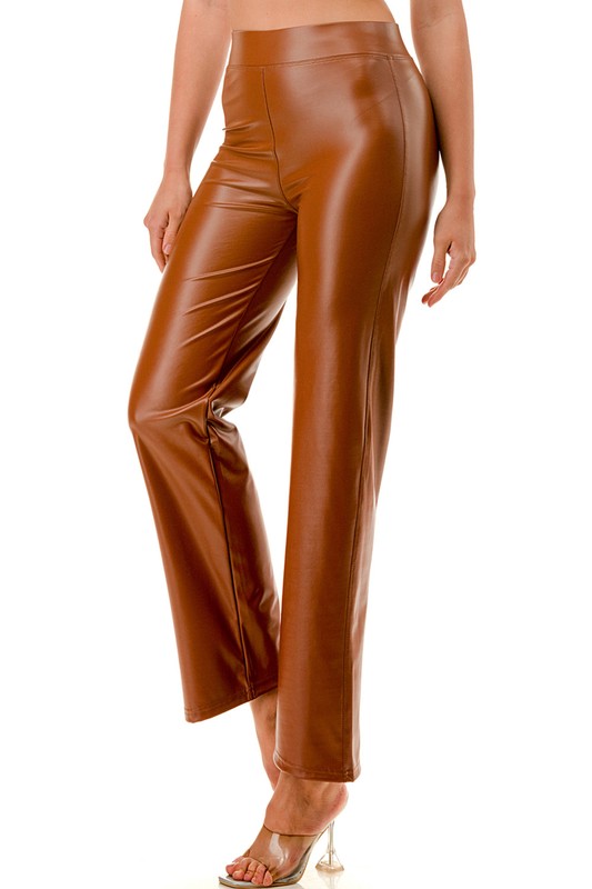 PPU11X PLUS SIZE VEGAN LEATHER STRAIGHT PANTS
