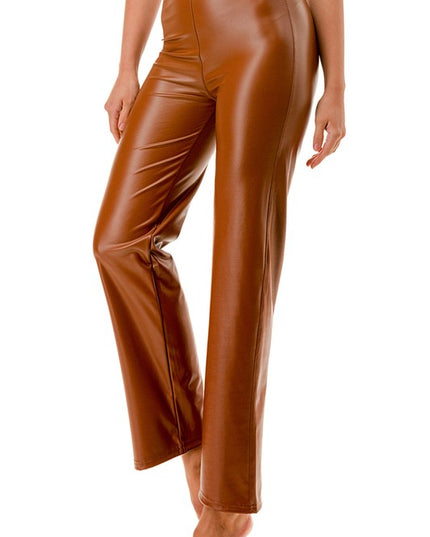PPU11X PLUS SIZE VEGAN LEATHER STRAIGHT PANTS