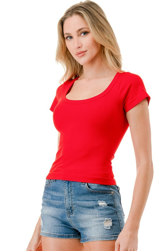 HX22 SQUARE NECK SHORT SLEEVE TOP