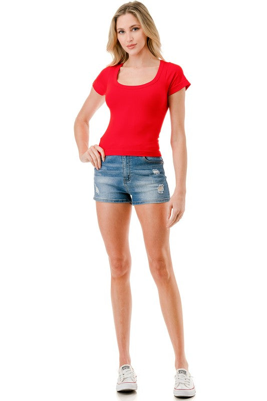 HX22 SQUARE NECK SHORT SLEEVE TOP