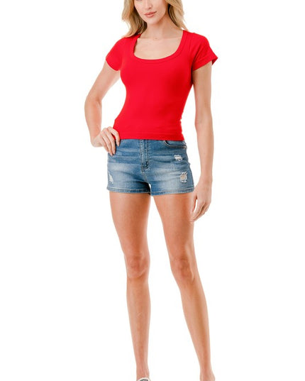 HX22 SQUARE NECK SHORT SLEEVE TOP