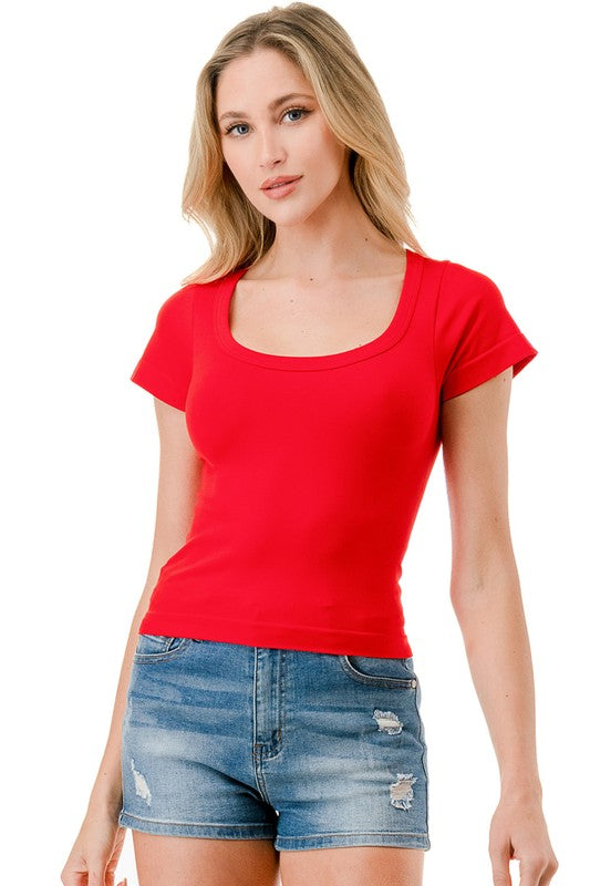 HX22 SQUARE NECK SHORT SLEEVE TOP