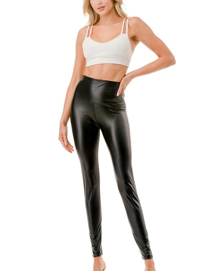 PPU05X PLUS SIZE HIGH RISE VEGAN LEATHER LEGGINGS
