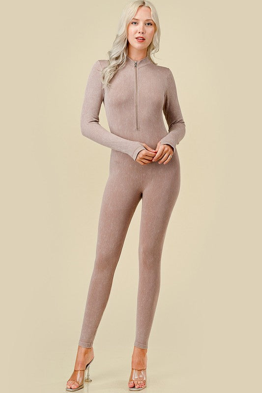 JS100MW MINERAL WASH LONG SLEEVE CATSUIT