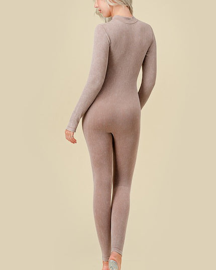 JS100MW MINERAL WASH LONG SLEEVE CATSUIT