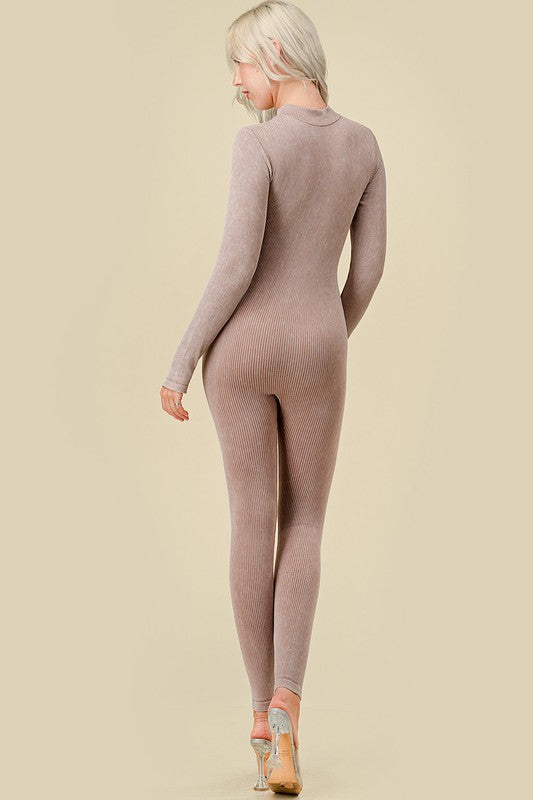 JS100MW MINERAL WASH LONG SLEEVE CATSUIT