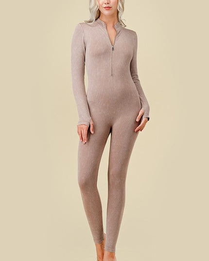 JS100MW MINERAL WASH LONG SLEEVE CATSUIT