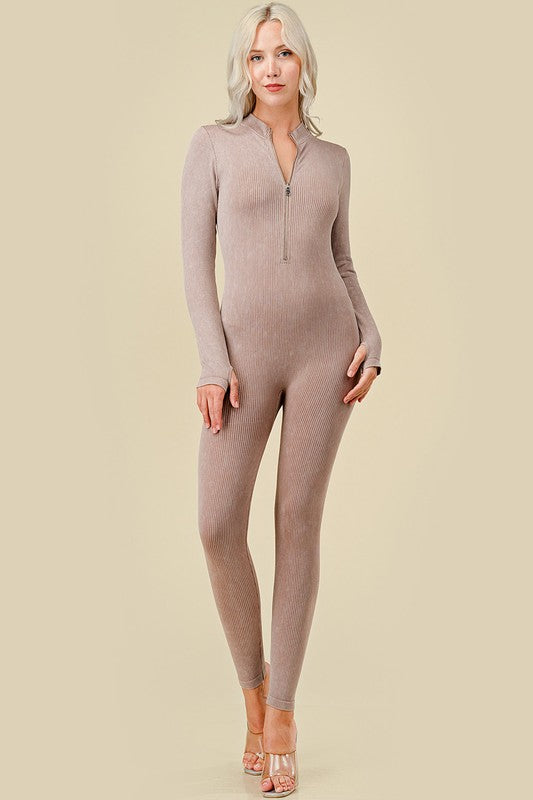JS100MW MINERAL WASH LONG SLEEVE CATSUIT