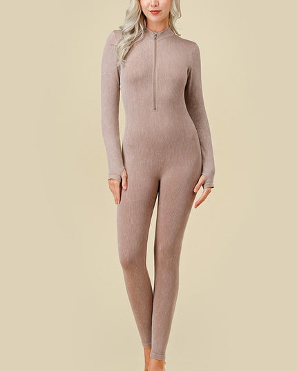 JS100MW MINERAL WASH LONG SLEEVE CATSUIT
