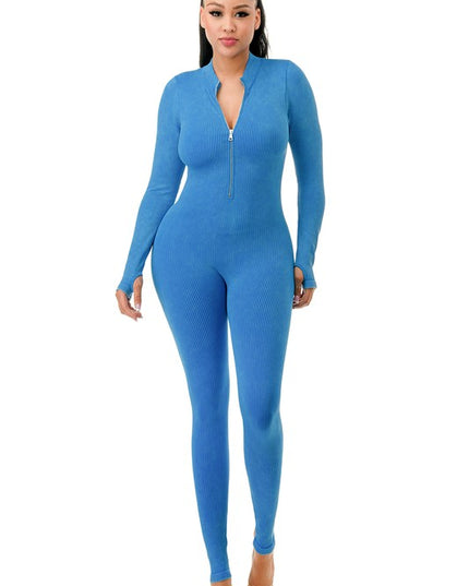 JS100MW MINERAL WASH LONG SLEEVE CATSUIT