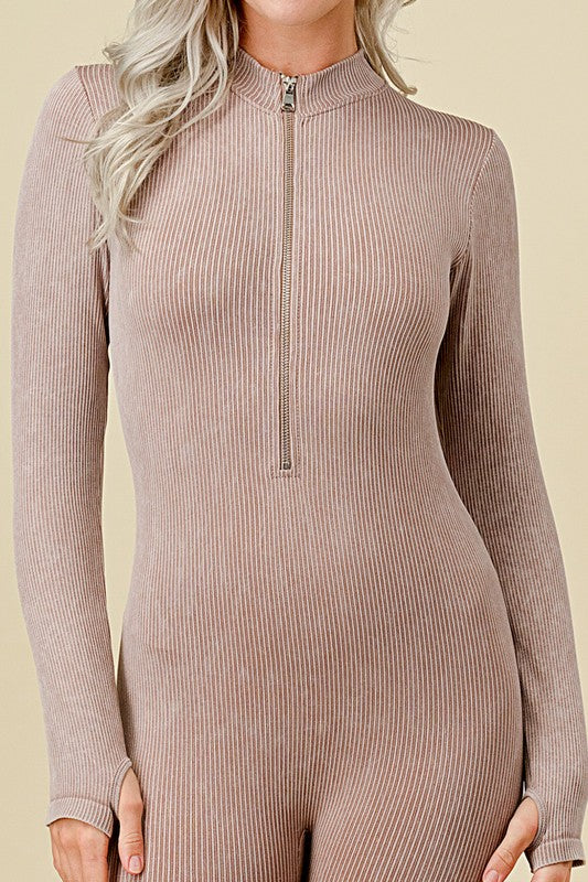 JS100MW MINERAL WASH LONG SLEEVE CATSUIT