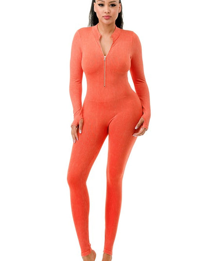JS100MW MINERAL WASH LONG SLEEVE CATSUIT