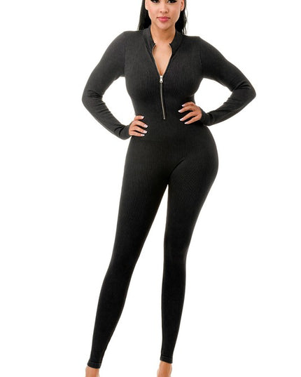 JS100MW MINERAL WASH LONG SLEEVE CATSUIT