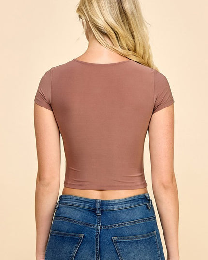 DLT14 V NECK SHORT SLEEVE CROP TOP