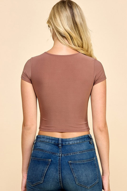 DLT14 V NECK SHORT SLEEVE CROP TOP