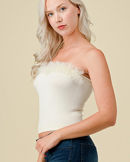 315LACE LACE TRIMMED TUBE TOP