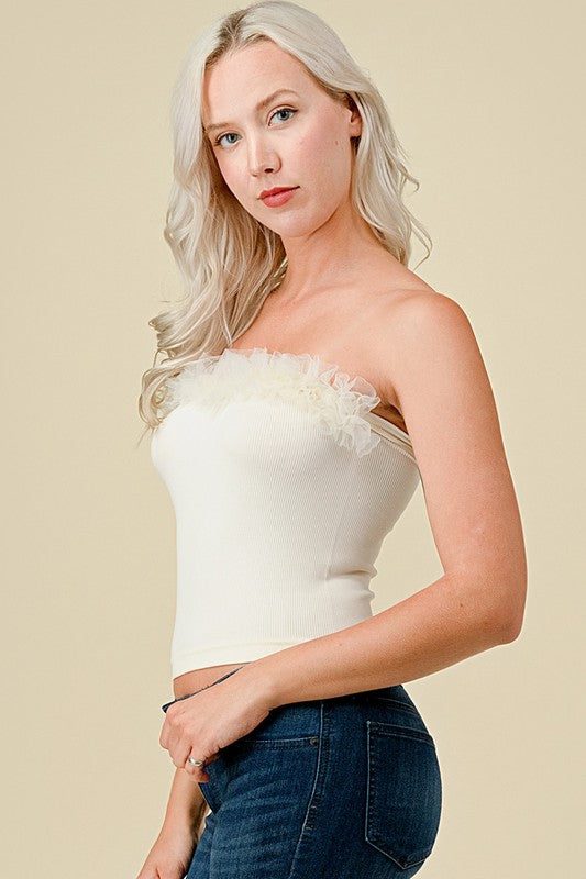 315LACE LACE TRIMMED TUBE TOP