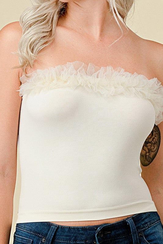 315LACE LACE TRIMMED TUBE TOP