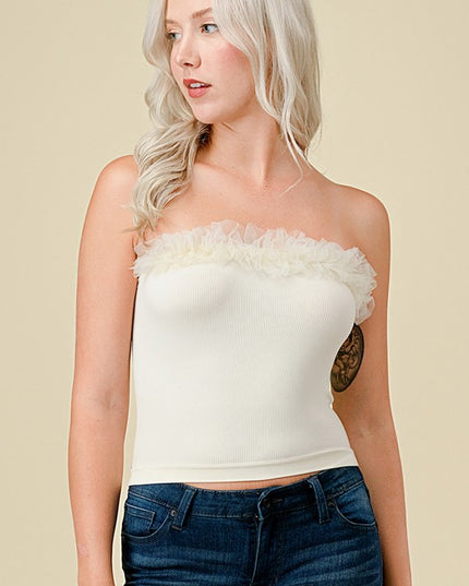 315LACE LACE TRIMMED TUBE TOP
