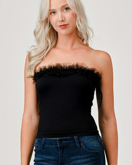 315LACE LACE TRIMMED TUBE TOP