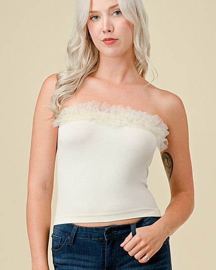 315LACE LACE TRIMMED TUBE TOP