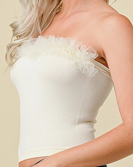 315LACE LACE TRIMMED TUBE TOP