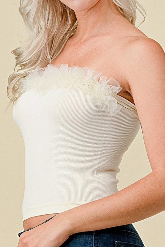 315LACE LACE TRIMMED TUBE TOP