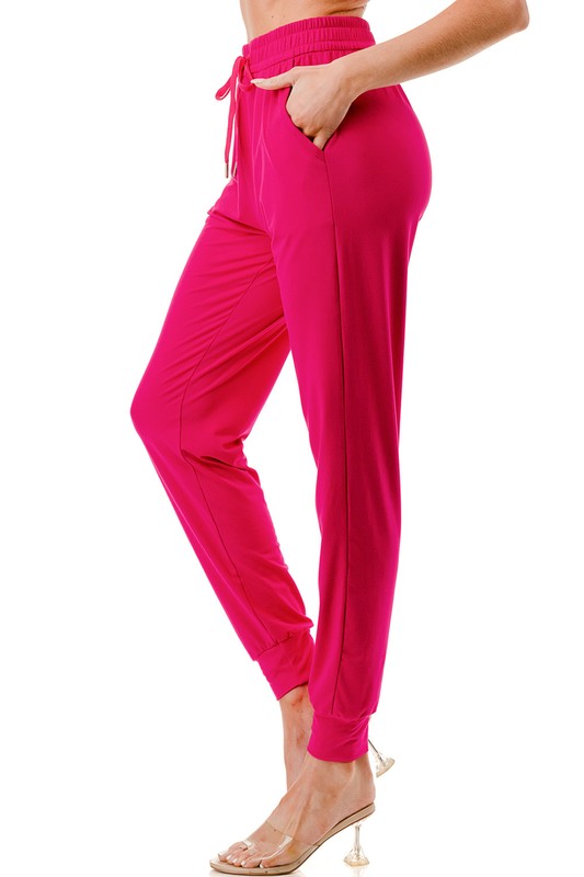PLUS JK-SOLID PLUS SIZE DRAWSTRING JOGGERS