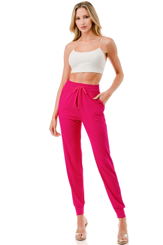 PLUS JK-SOLID PLUS SIZE DRAWSTRING JOGGERS
