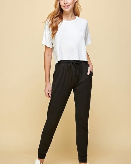 PLUS JK-SOLID PLUS SIZE DRAWSTRING JOGGERS