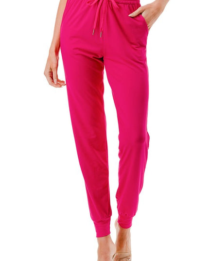 PLUS JK-SOLID PLUS SIZE DRAWSTRING JOGGERS