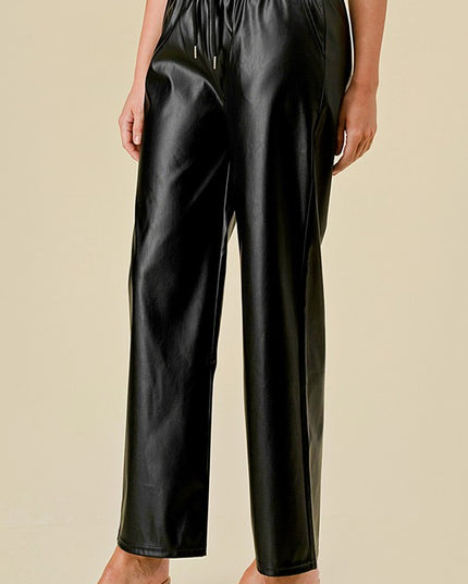 HWPUJ101 VEGAN DRAWSTRING STRAIGHTS PANTS