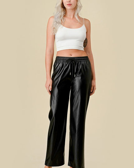 HWPUJ101 VEGAN DRAWSTRING STRAIGHTS PANTS