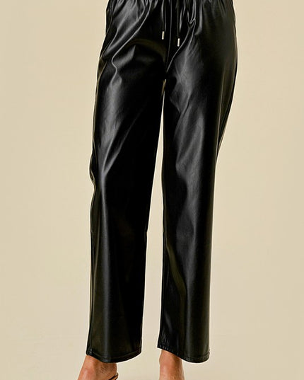 HWPUJ101 VEGAN DRAWSTRING STRAIGHTS PANTS