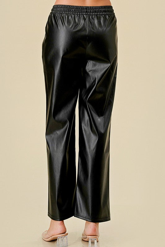 HWPUJ101 VEGAN DRAWSTRING STRAIGHTS PANTS