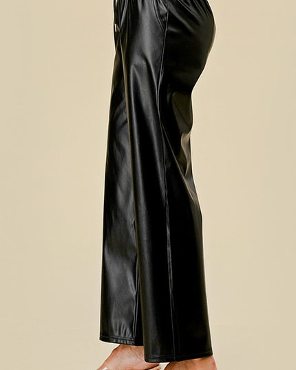 HWPUJ101 VEGAN DRAWSTRING STRAIGHTS PANTS