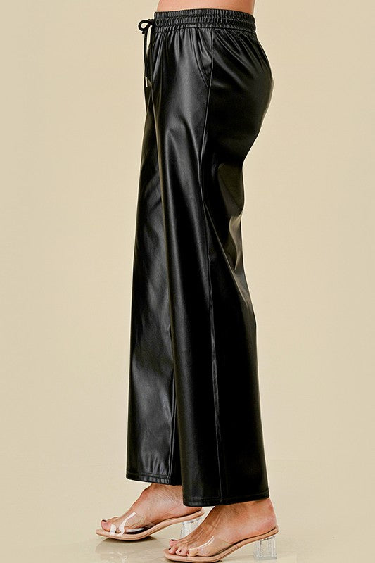 HWPUJ101 VEGAN DRAWSTRING STRAIGHTS PANTS