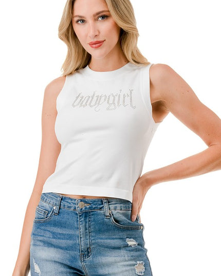 HX18B BABY GIRL RHINESTONE TANK TOP