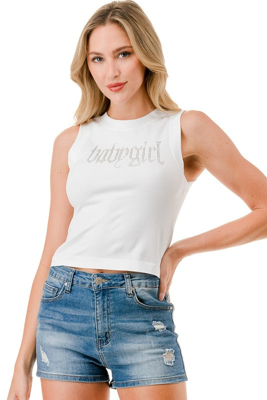 HX18B BABY GIRL RHINESTONE TANK TOP