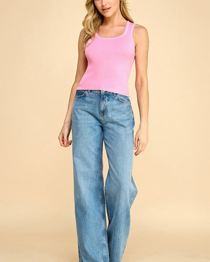 PT008 SEAMLESS CONTRAST TANK TOP
