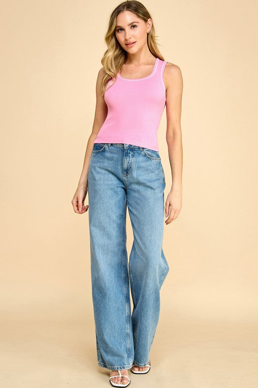 PT008 SEAMLESS CONTRAST TANK TOP