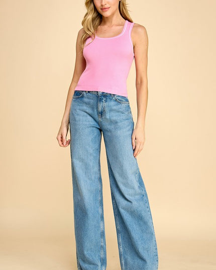 PT008 SEAMLESS CONTRAST TANK TOP