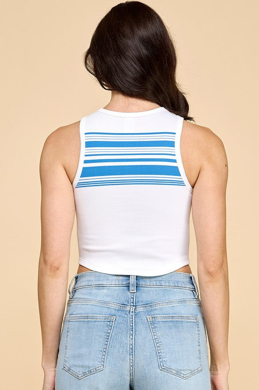 PT005 STRIPE CROP TANK TOP