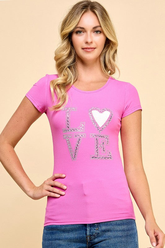GJT751 LOVE RIBBED T-SHIRTS