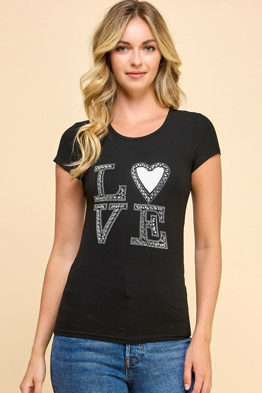 GJT751 LOVE RIBBED T-SHIRTS