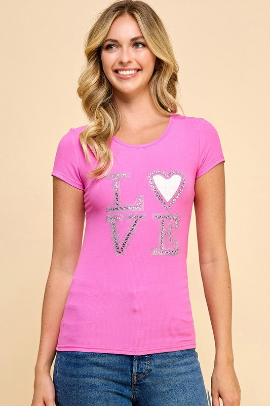 GJT751 LOVE RIBBED T-SHIRTS