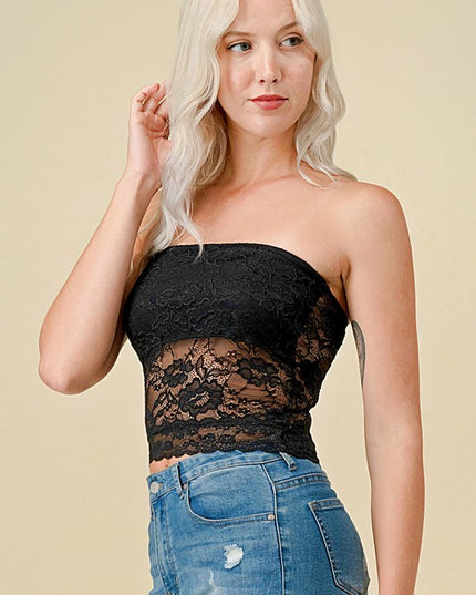 320L FLORAL LACE TUBE TOP